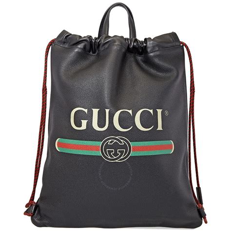 gucci black leather drawstring closure backpack|Gucci backpack unisex.